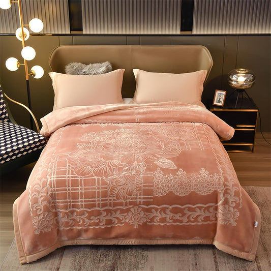 Salmon Plush Blanket - Extra Soft and Warm for Winter (200x220 cm, 4.5 kg)