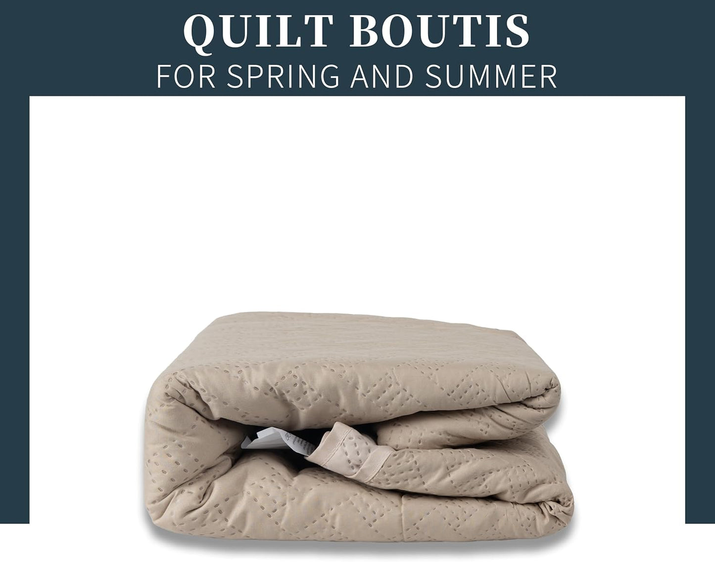 Colcha Boutis para Primavera y Verano Bicolor Reversible Liso - MODELO CUADRITOS COLOR BEIGE