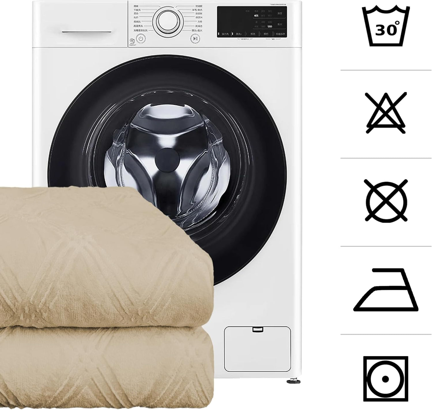 COLCHA DE PELE DE CARNEIRO NÓRDICA MODELO DIAMANTE - COR BEGE