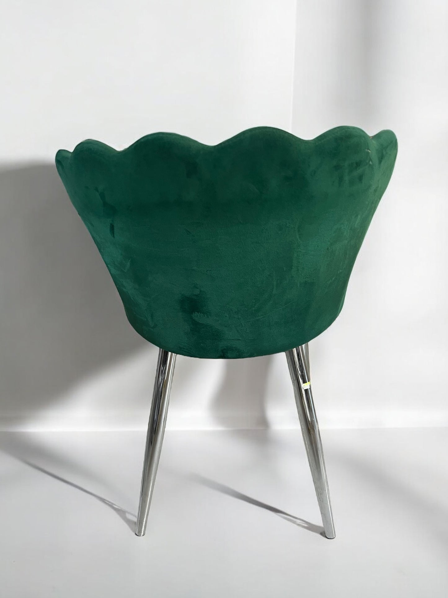 TCY185 green velvet chair, silver stainless steel legs