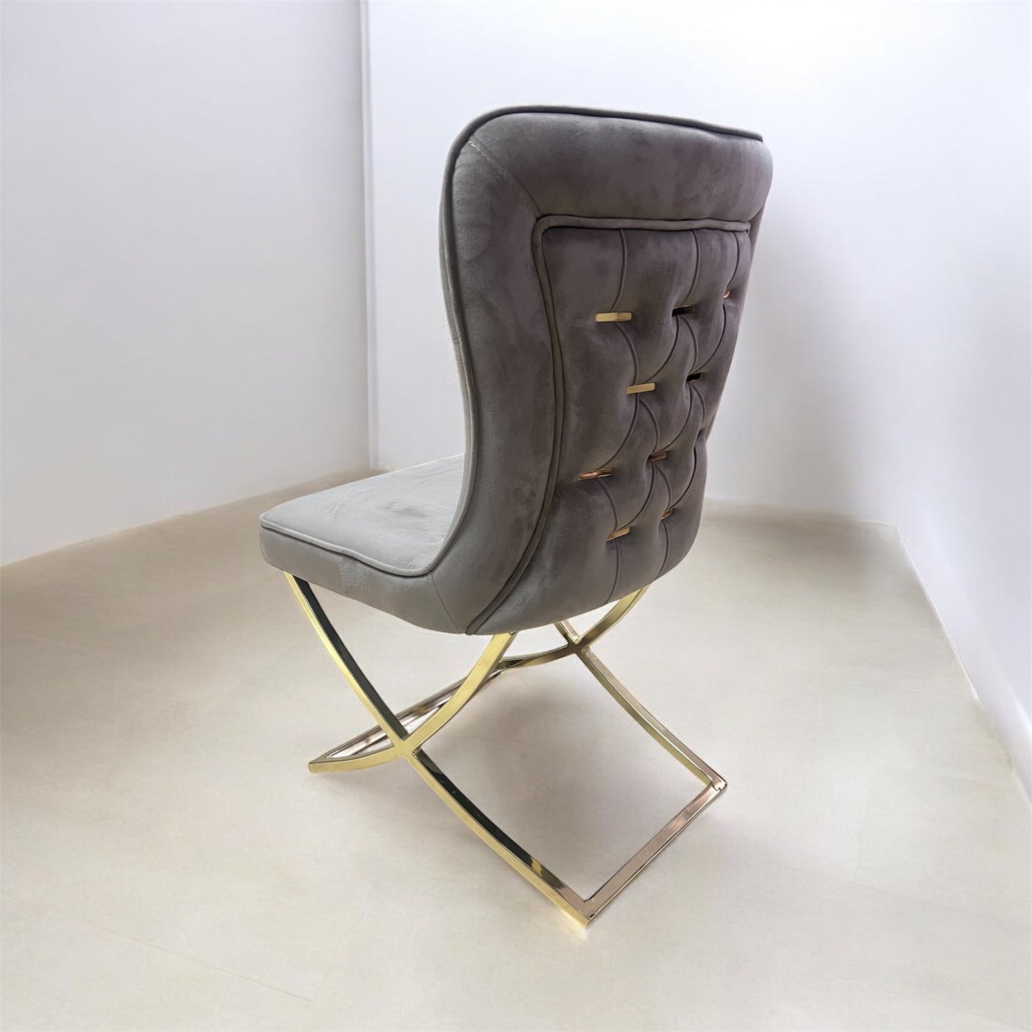 Silla terciopelo para comedor CLOWER008 marrón dorado, pata se metal dorado