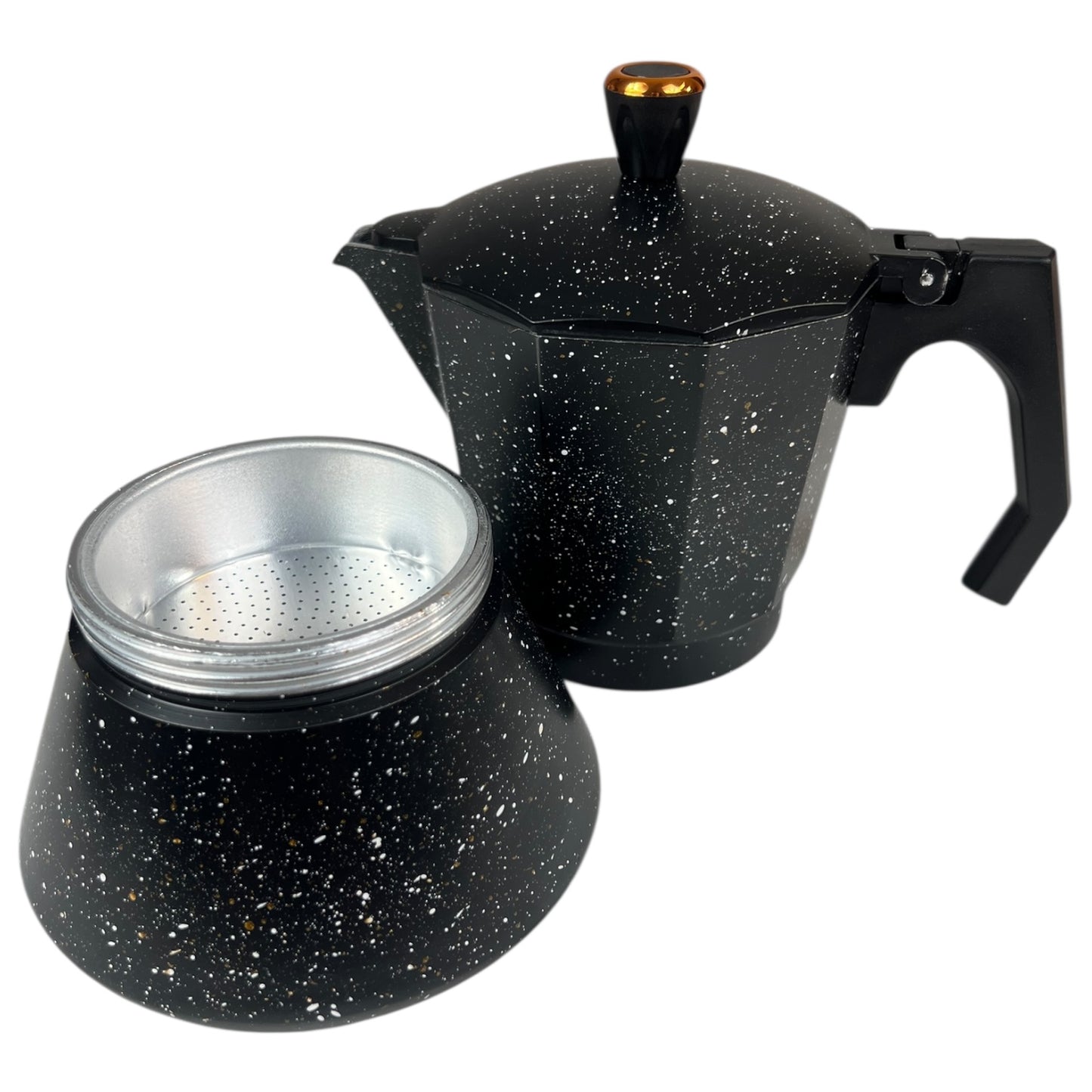 Cafeteira Italiana de Alumínio Preto da Baviera – Estilo Vintage ☕✨