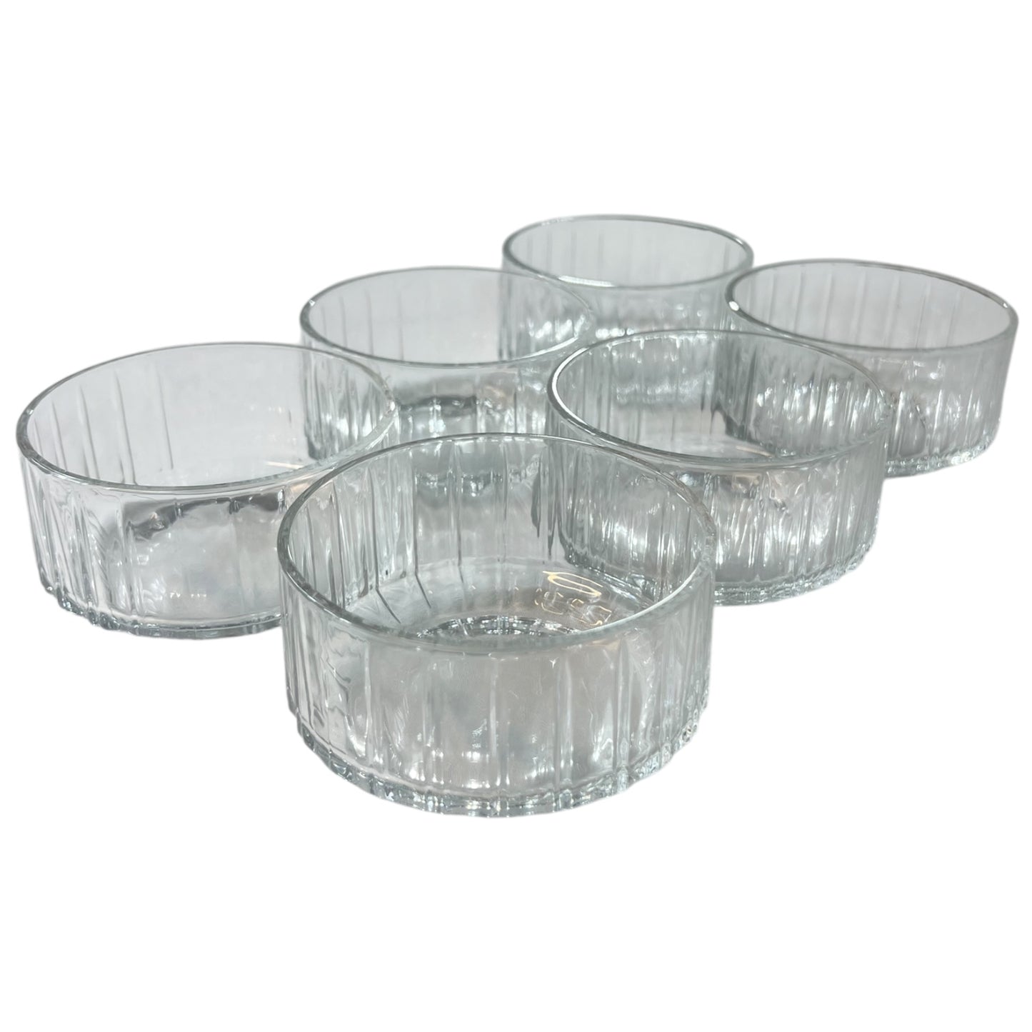 ✅ Set de 6 cuencos grabados de vidrio — 240 ml aprox., estilo y versatilidad en tu mesa ✅