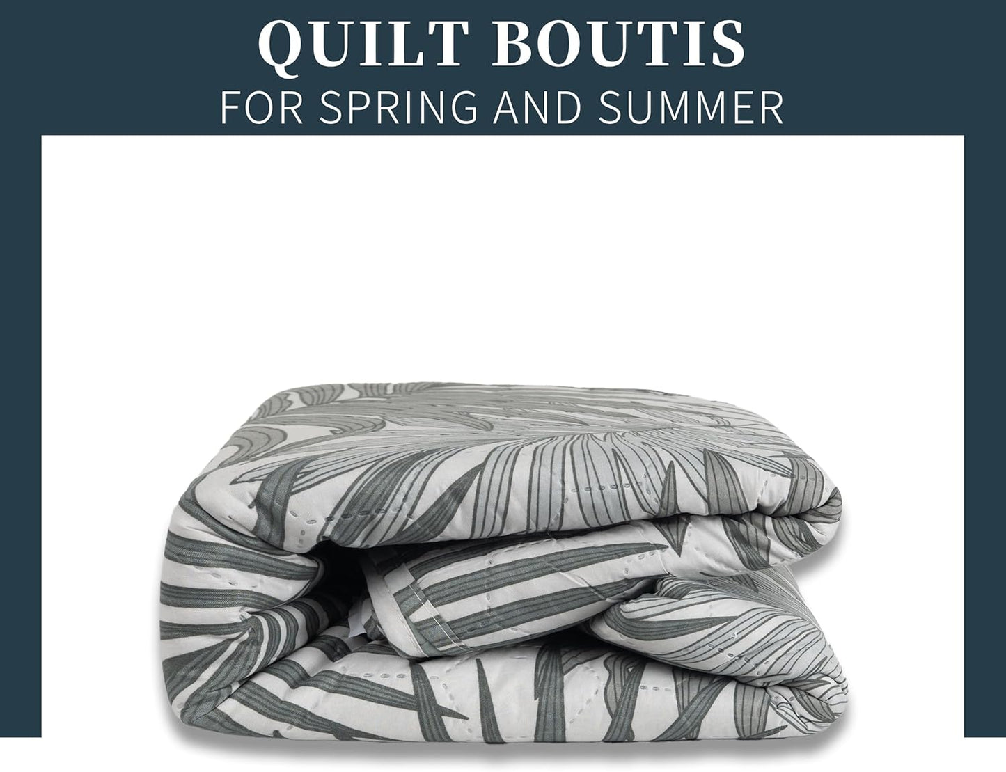 Colcha Boutis para Primavera y Verano Bicolor Reversible Liso - MODELO HOJAS DE SELVA COLOR VERDE