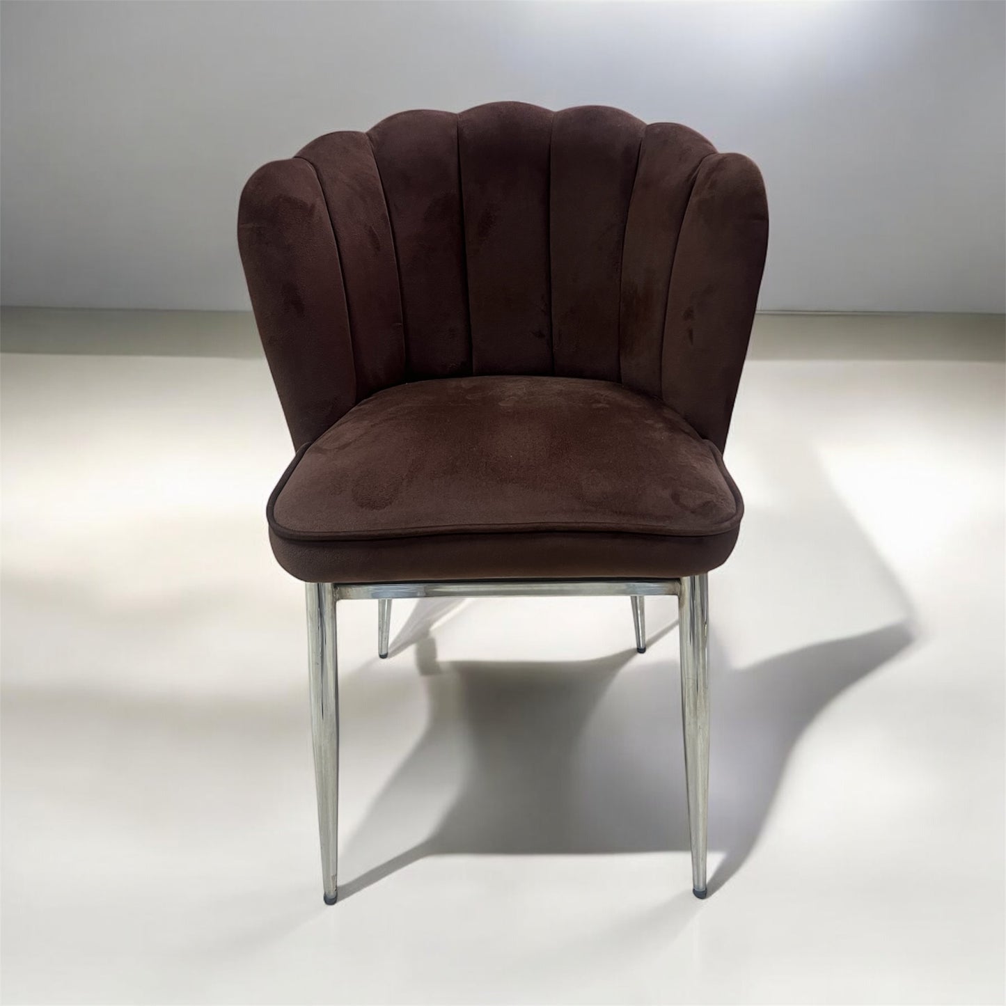 Silla terciopelo MARRON, metal plateado