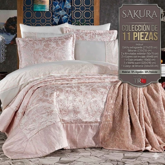 Juego de cama Sakura de 11 piezas: elegancia y confort para tu dormitorio