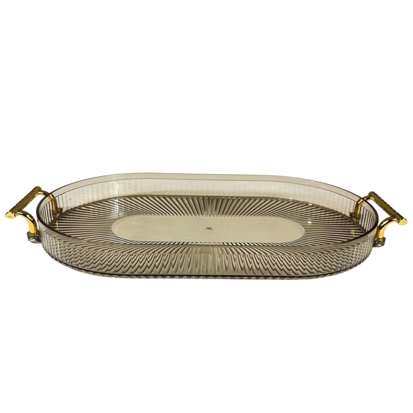 🟠 Bandeja oval grande com alças douradas – Funcionalidade e estilo em um só – Plástico DOURADO