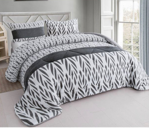 NORDIC SHEEPSKIN QUILT, HERRINGBONE MODEL - COLOR: Gray White