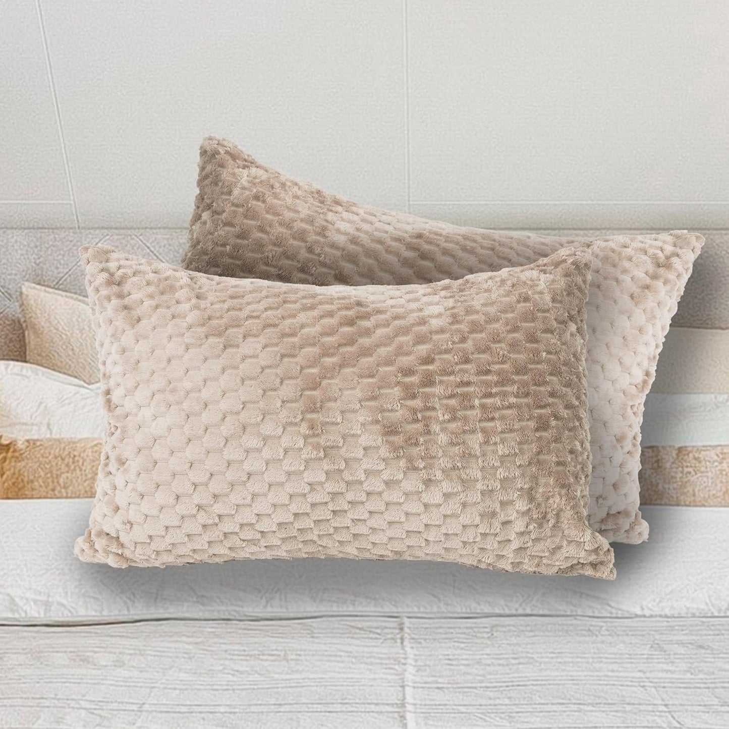 EDREDÓN BORREGO NÓRDICO MODELO PANAL - COLOR BEIGE