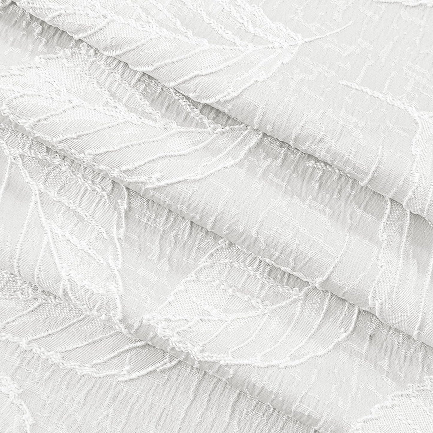 Polyester Blackout Curtains, Leaf Pattern, 140x260cm - 1 Piece, Elegant and Modern - White