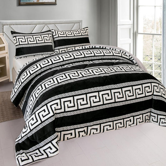 NORDIC SHEEP DUVET 240X260 - 180X240 WITH 2/1 PILLOWCASES GRAY / BLACK COLOR
