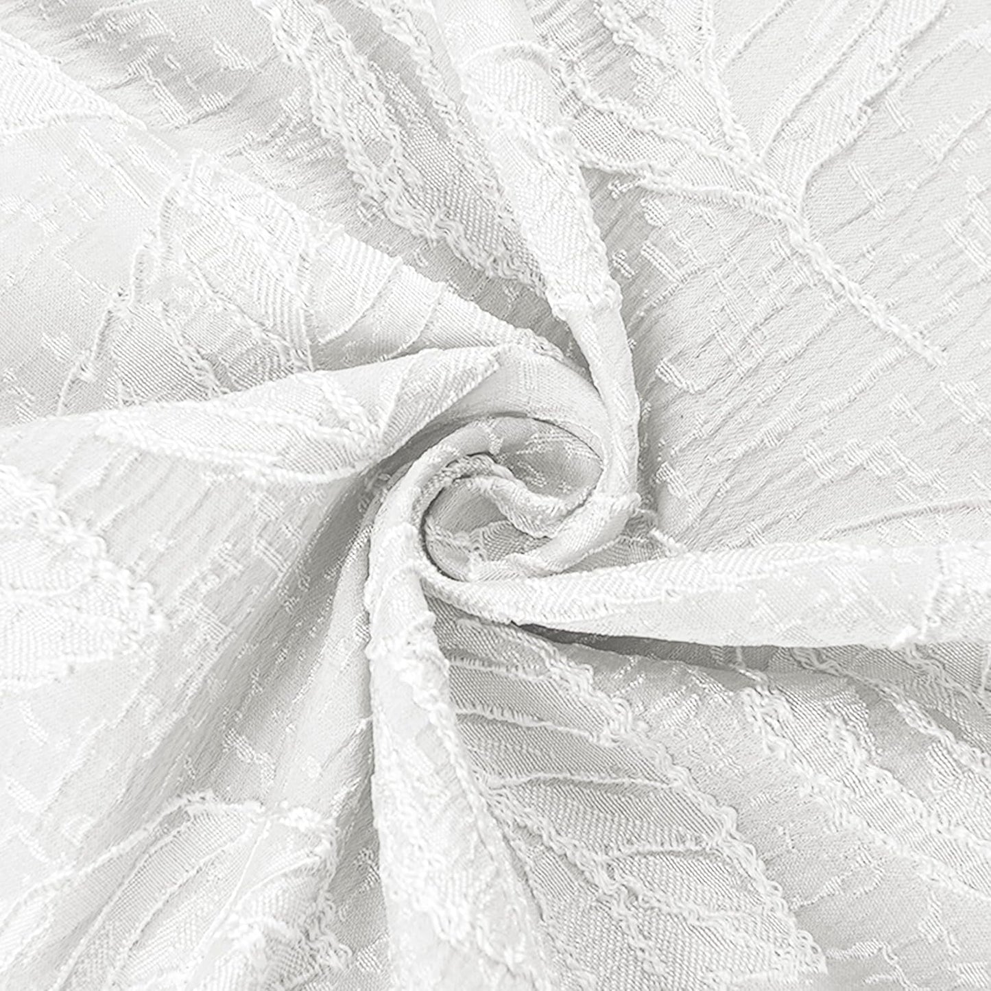 Polyester Blackout Curtains, Leaf Pattern, 140x260cm - 1 Piece, Elegant and Modern - White