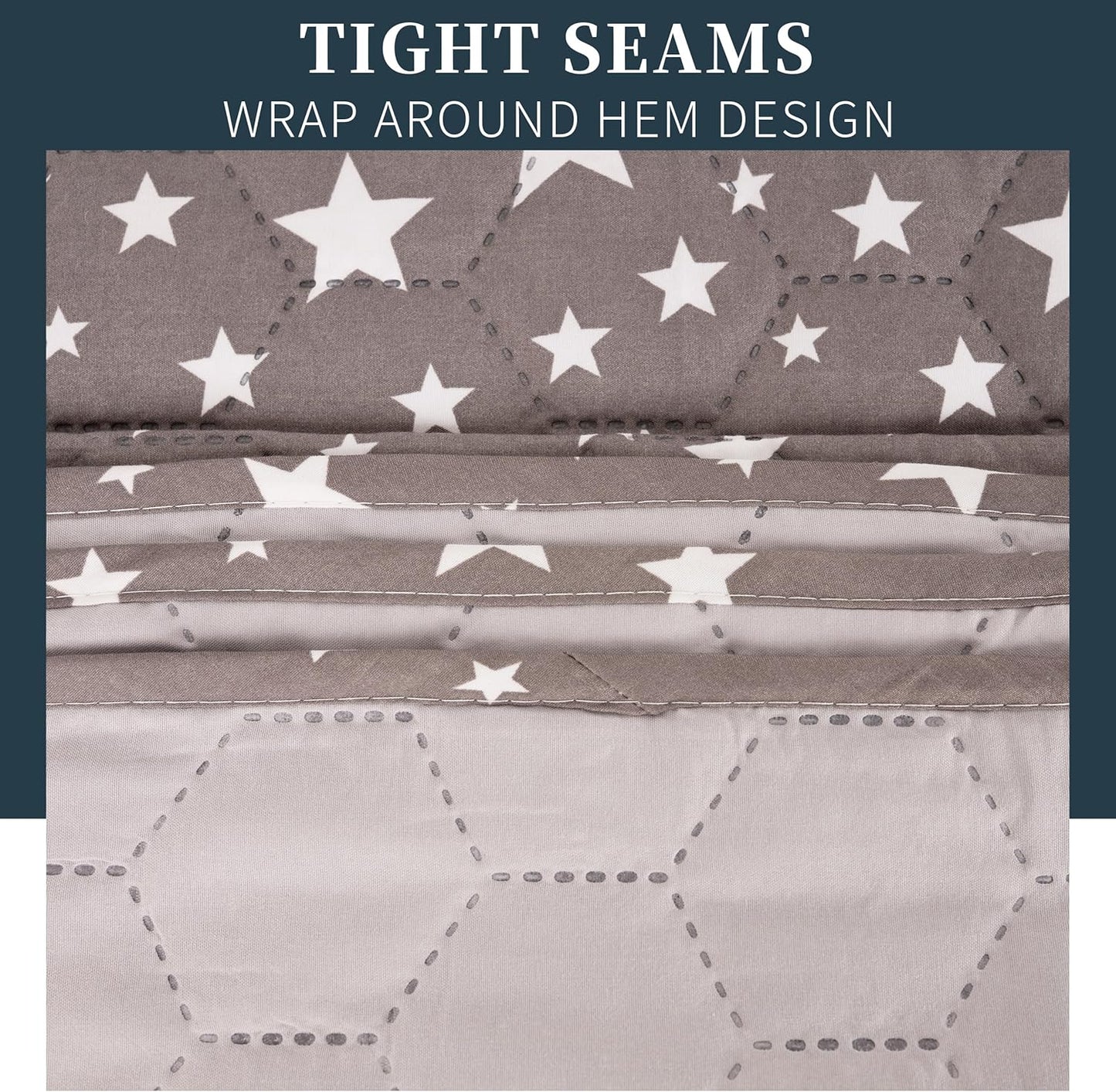 Colcha Boutis para Primavera y Verano Bicolor Reversible Liso - MODELO ESTRELLITAS