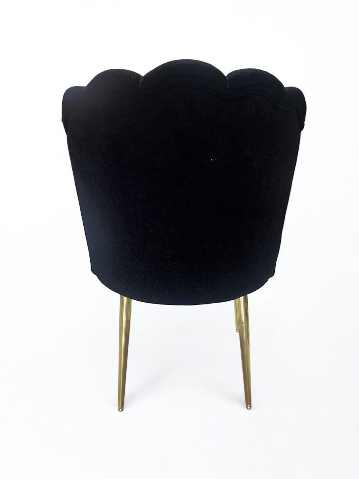 Cadeira bouclé preta PAPATYAV28 com pernas de metal dourado