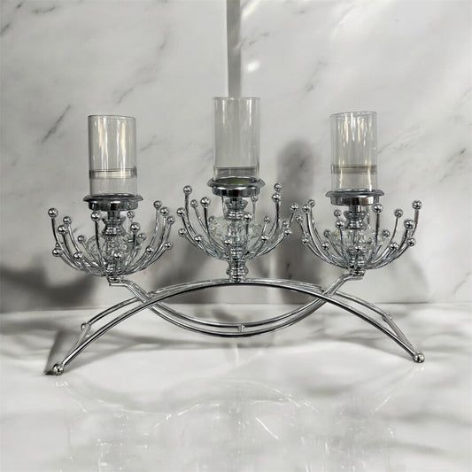 Candelabro duplo estilo moderno (prata)
