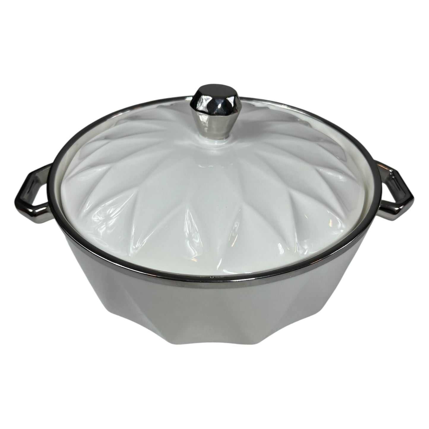 Conjunto de sopa BAVARY COLLECTION com 15 peças – Design de diamante com acabamento prateado