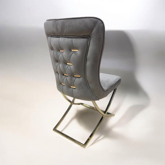 Silla terciopelo para comedor CLOWER008 marrón dorado, pata se metal dorado