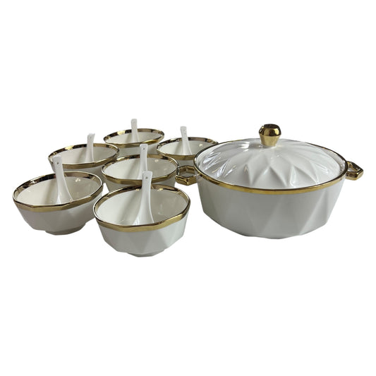 Set de Sopa de 15 Piezas BAVARY COLLECTION – Diseño Diamante con Acabado Dorado