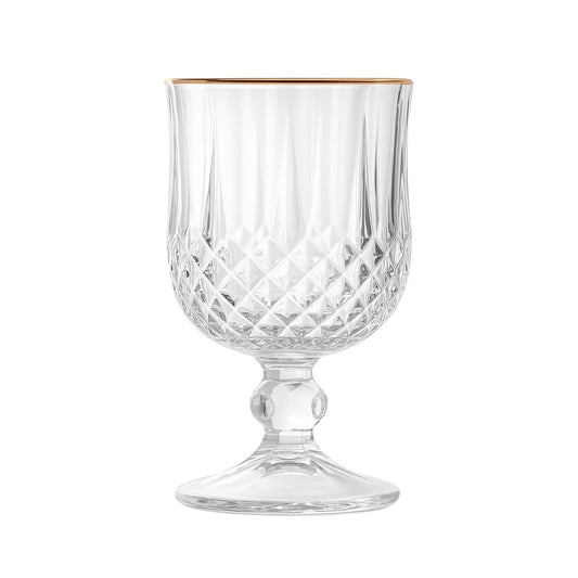 Set de 6 Copas de Cristal Tallado con dorado – Estilo Vintage