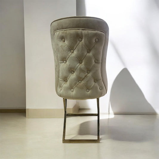 Silla terciopelo para comedor crema, patas metal dorado