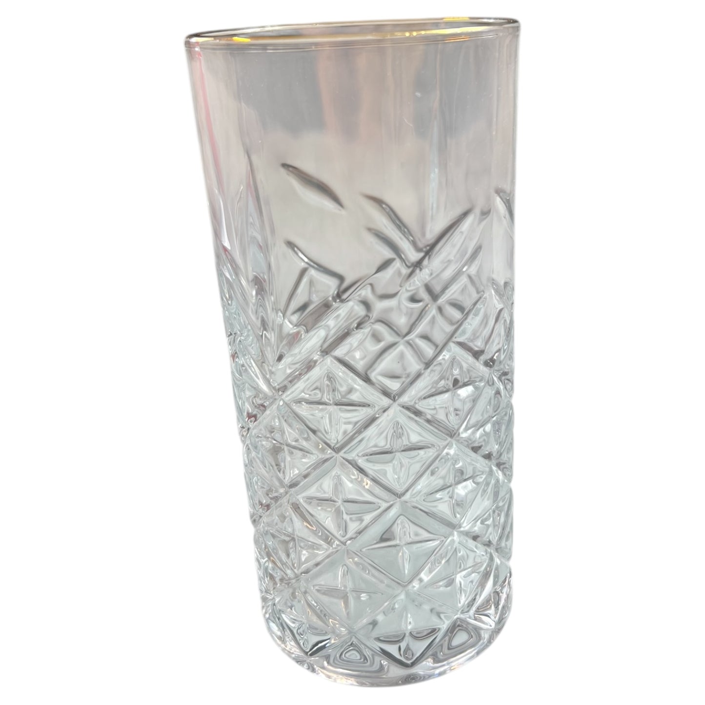 6 Vasos de Cristal Texturizado con detalles dorados