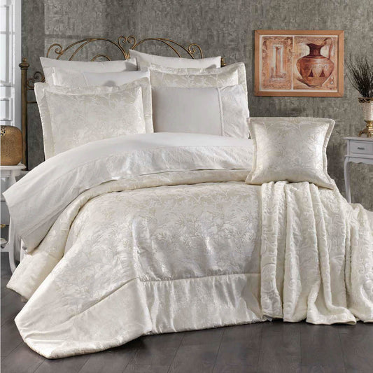 Juego de cama Sakura de 11 piezas: elegancia y confort para tu dormitorio - COLOR BLANCO