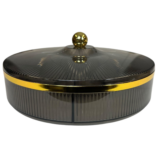 ✨ Caja Organizadora Acrílica con Tapa y Divisiones – Ideal para Snacks o Dulces- plástico GRIS AHUMADO