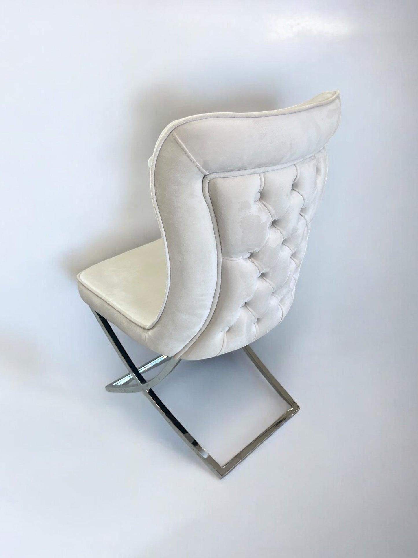Silla terciopelo para comedor BONGOV01 PA beig , patas metal plateado