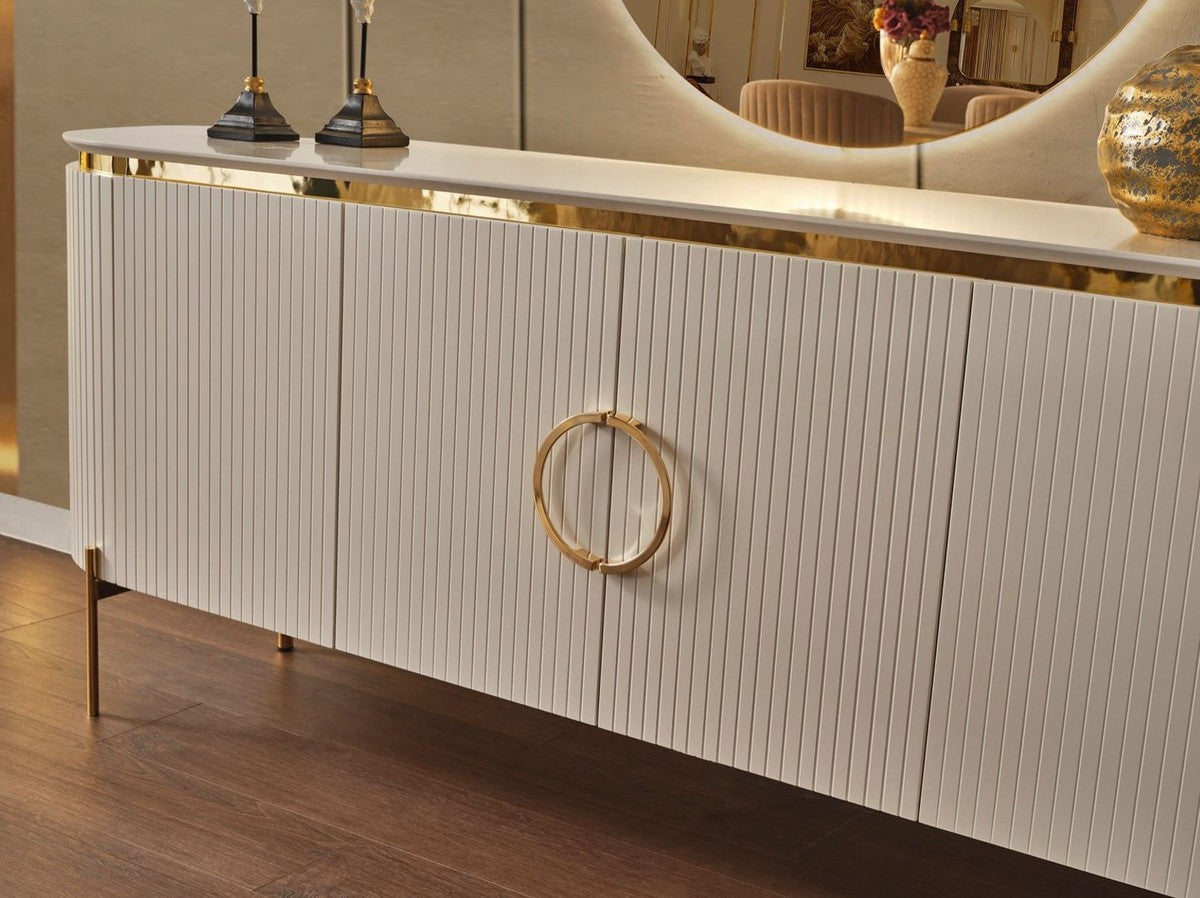 TV table - white with gold details