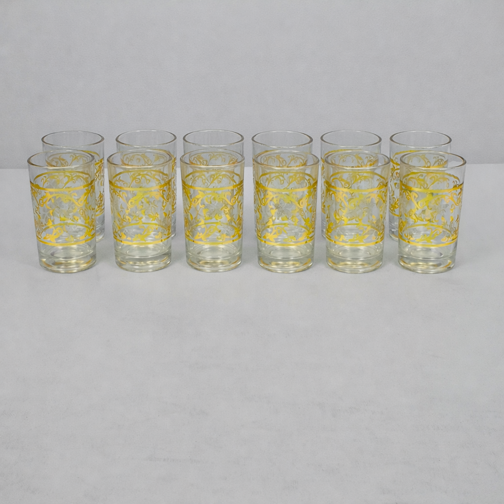 Set de 12 Vasos de Vidrio con Diseño Decorativo – 180 ml