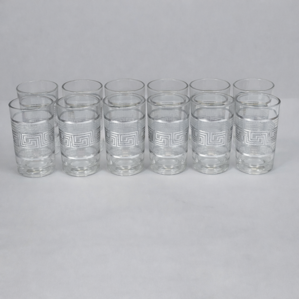 Set de 12 Vasos de Vidrio con Diseño Decorativo – 180 ml