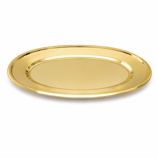 Bandeja Ovalada de Acero Inoxidable – Elegante, Resistente y Multiusos Dorada