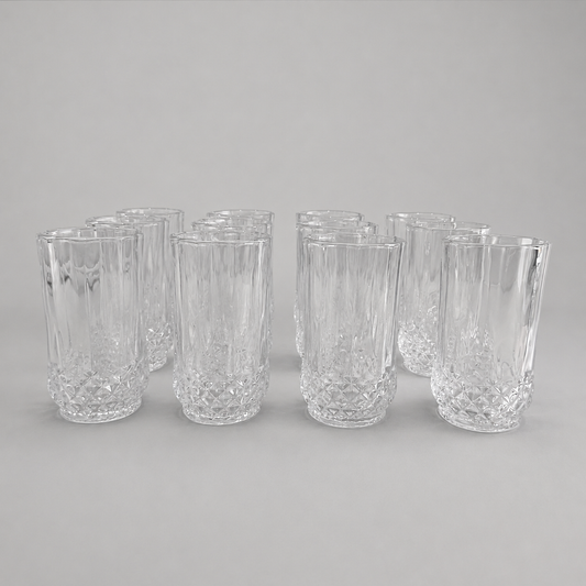 ✨ Juego de Vasos Altos Transparentes con Relieve Elegante