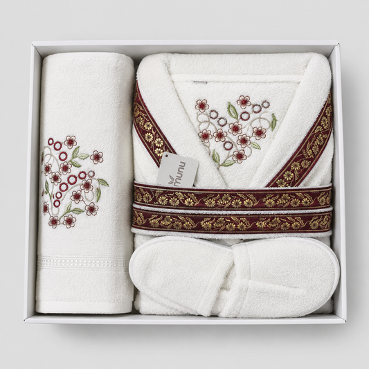 Set de Baño de Lujo 7 Piezas con Albornoz, Toallas y Zapatillas
