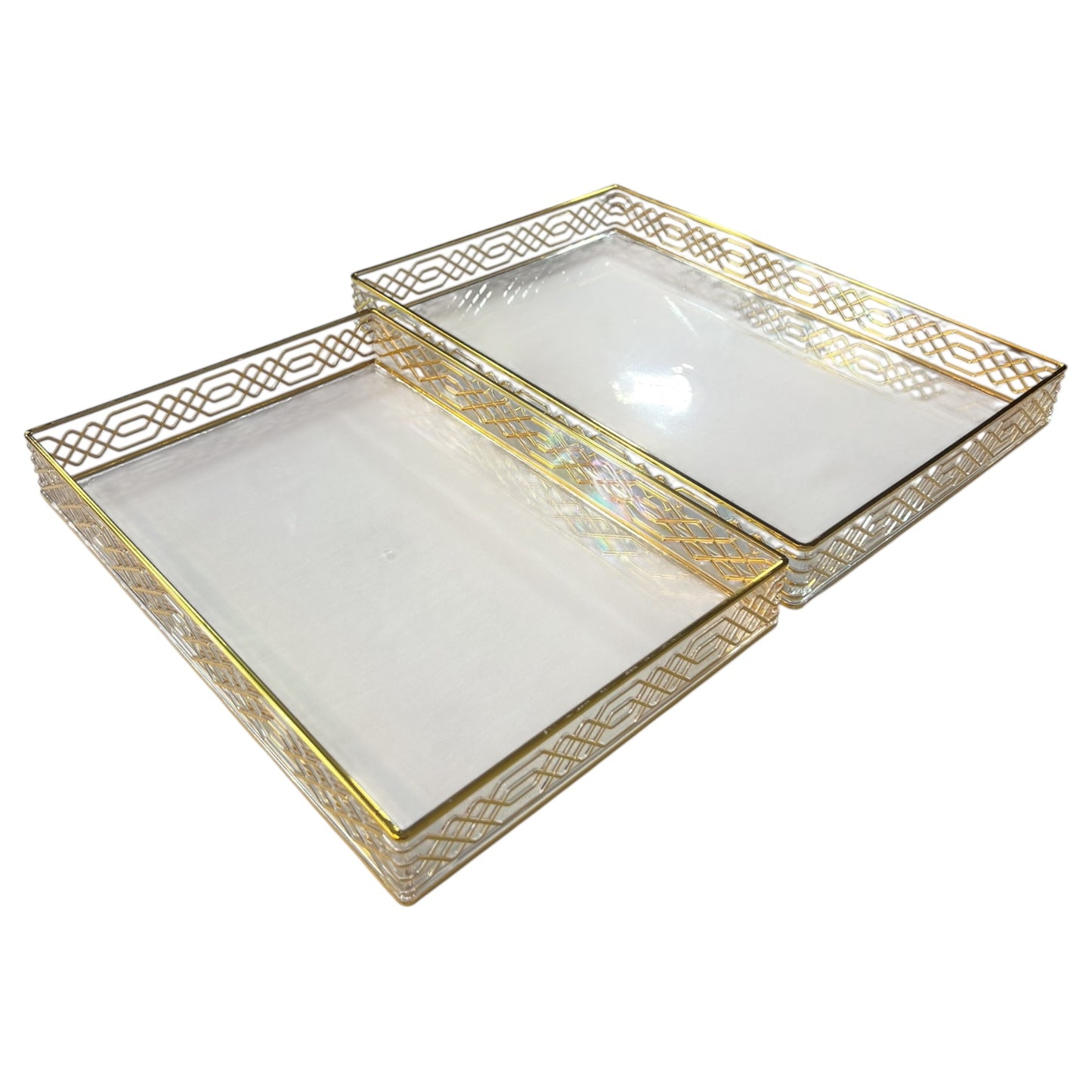 ✅ Set de 2 Bandejas Rectangulares de plástico DORADO - Estilo Árabe 🕌✨