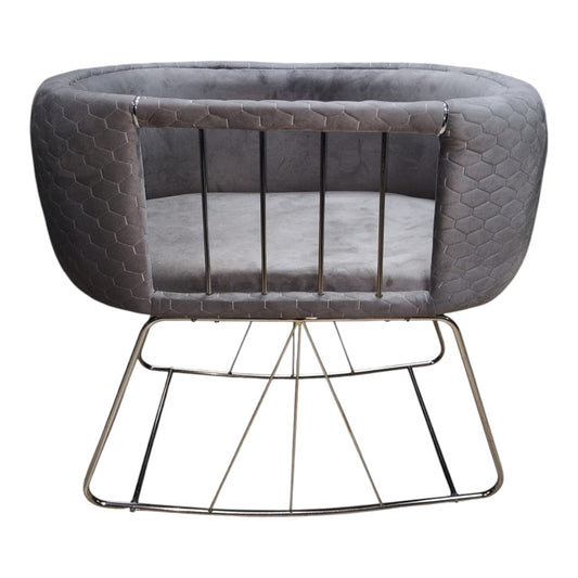 💤 Cuna de Lujo en Terciopelo Hecha a Mano – Diseño Elegante y Moderno - Color Gris con patas en plata💤