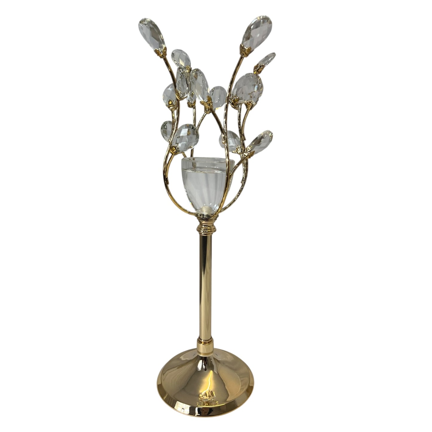 🕯️ Candelabro Imperial Dorado con Detalles de Cristal – 44 cm