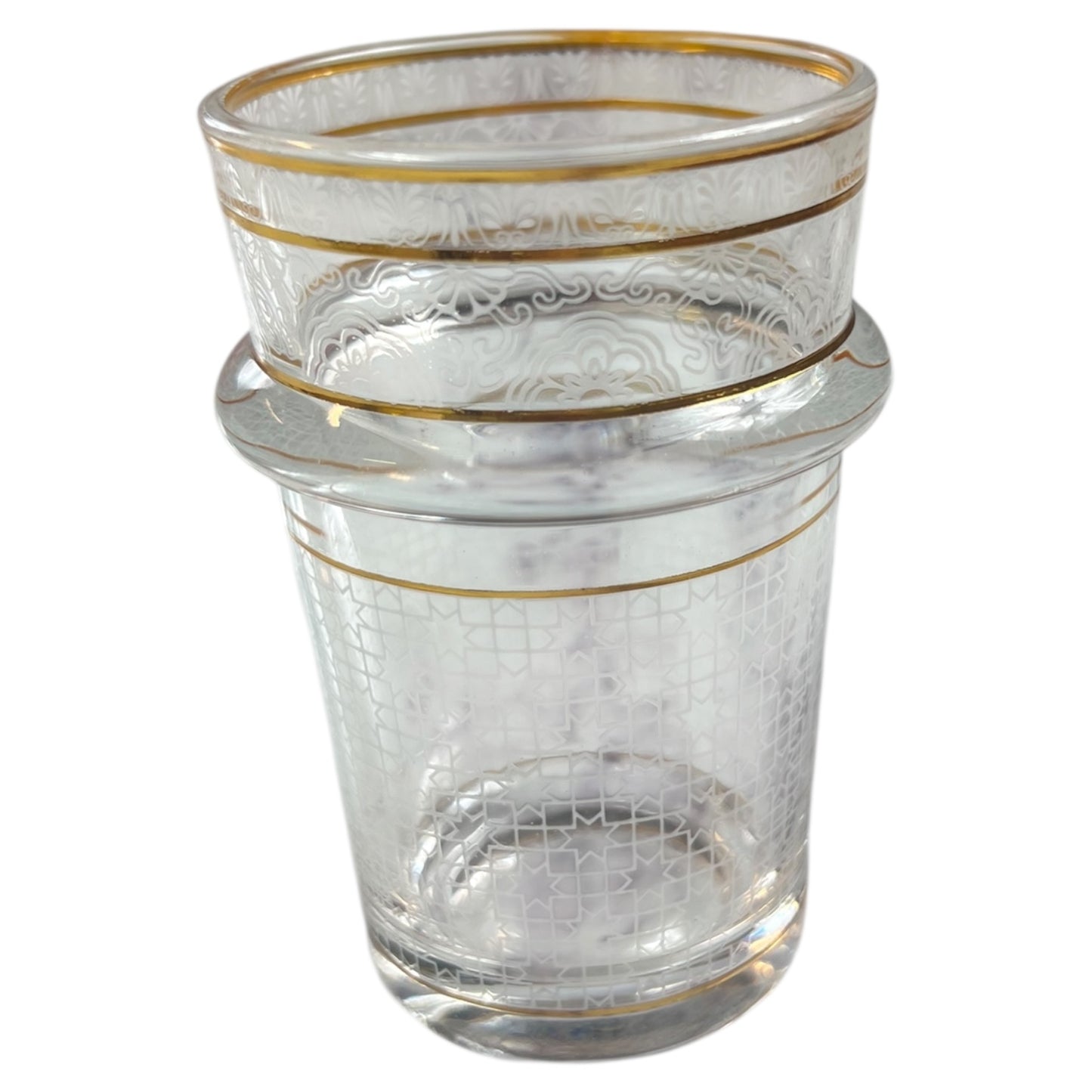 🪄 Juego de vasos de vidrio grabado con borde dorado — 12 piezas 🪄