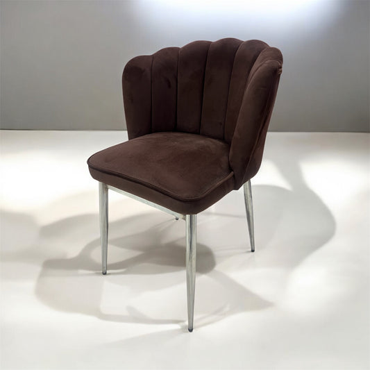Silla terciopelo MARRON, metal plateado