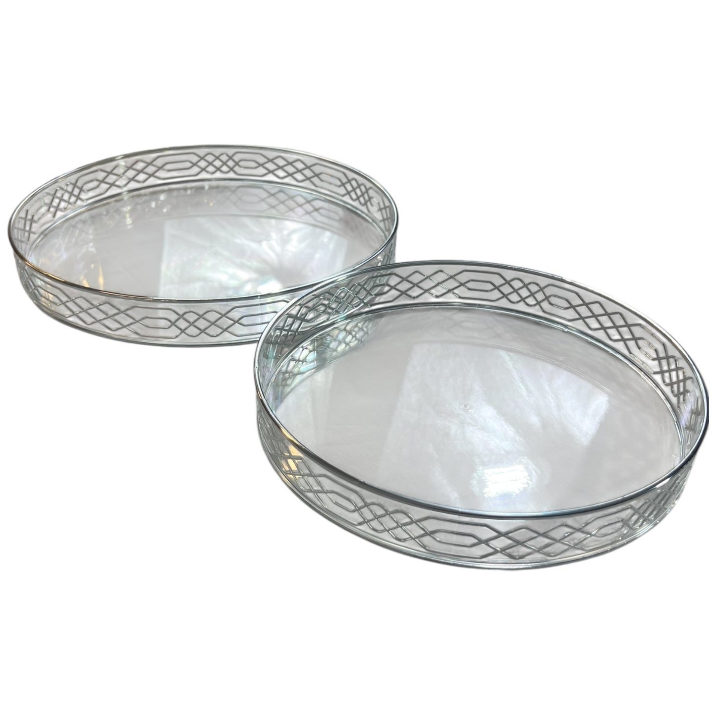 ✅ Set de 2 Bandejas Redondas de plástico PLATEADO Estilo Árabe — 33 cm y 28 cm 🕌✨