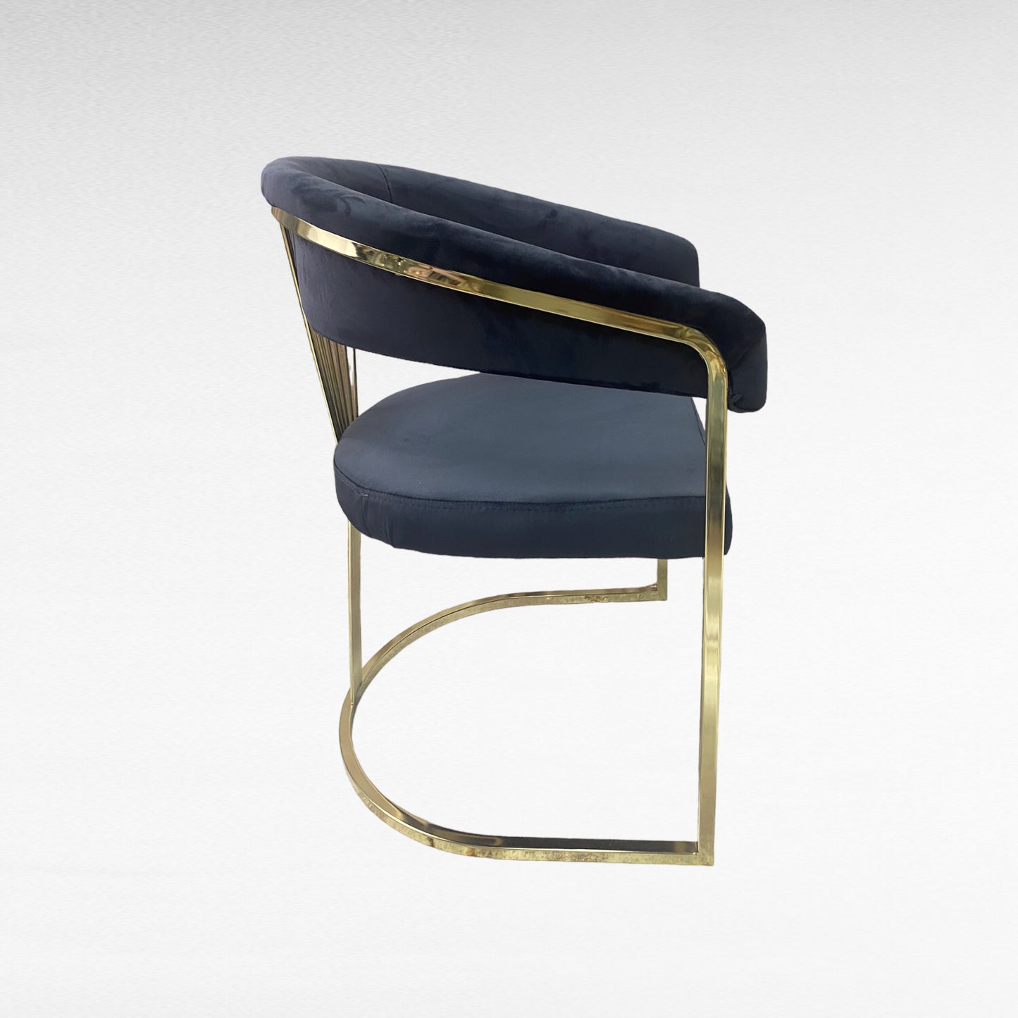 Silla terciopelo BABYFACE37 para comedor gris oscuro, pata acero inoxidable dorado