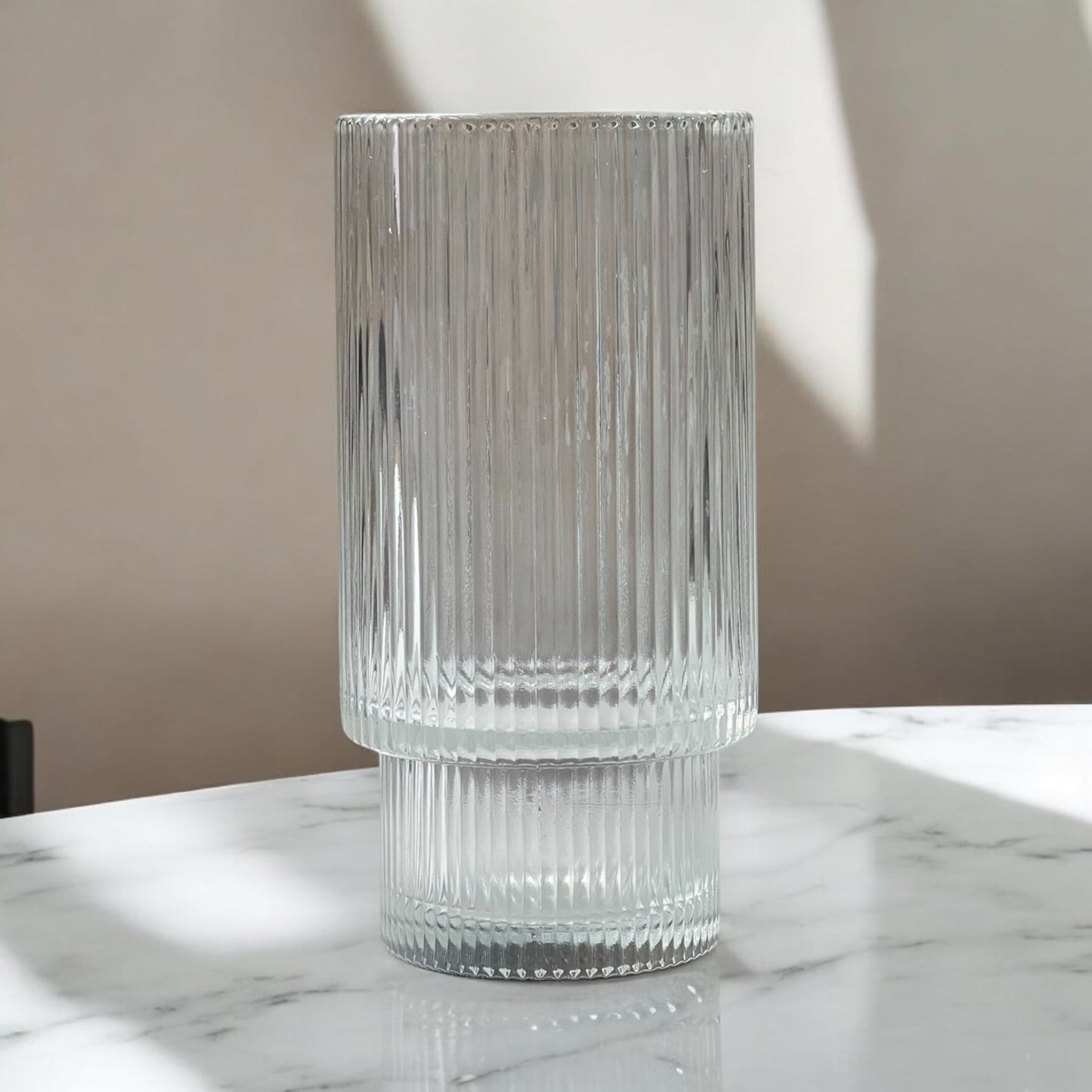 🥂 Set de 6 Vasos Altos – Diseño Acanalado de Cristal