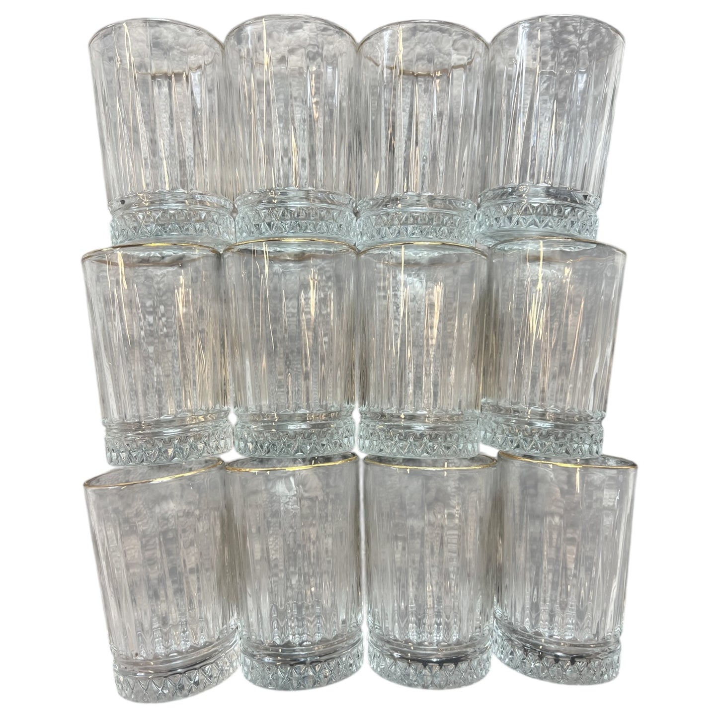 🫖 Set de 12 Vasos para Té con Borde Dorado – Elegancia Clásica