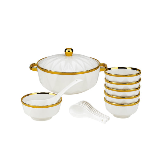 Set de Sopa de 15 Piezas BAVARY COLLECTION – Diseño Diamante con Acabado Dorado