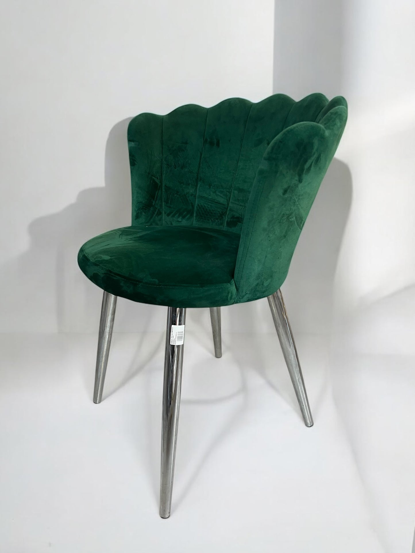 TCY185 green velvet chair, silver stainless steel legs