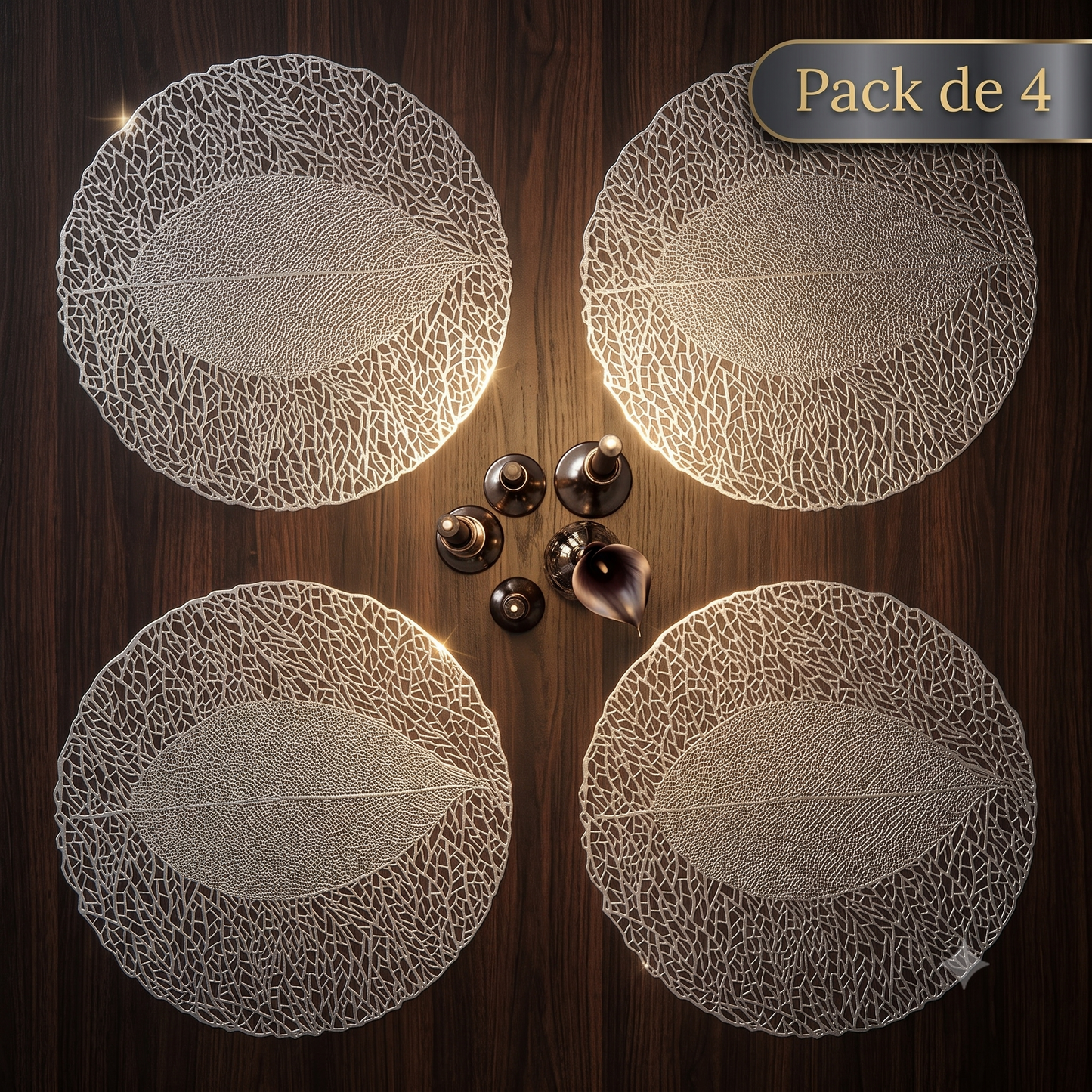 PACK X4 Manteles Individuales Decorativos con Diseño Entrelazado - 38,5cm