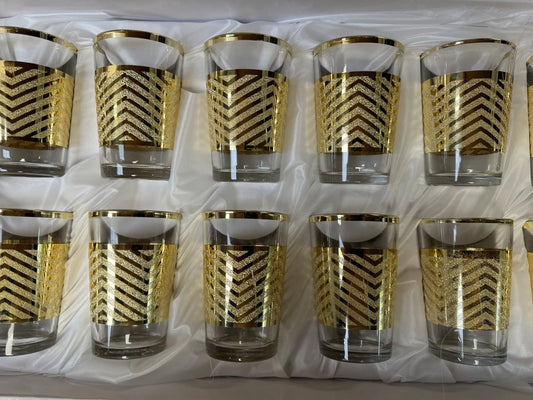 Moroccan Tea Glasses - Gold - Set of 12 Glasses - 178 ml - Tea and Coffee Glasses