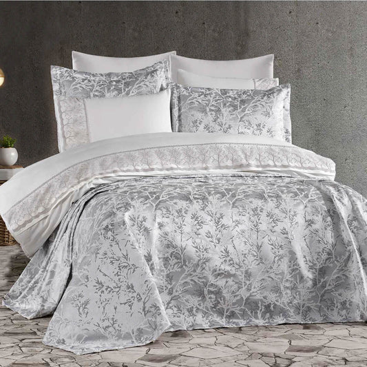 Juego de Cama para Ajuar "Torino" – Sofisticación Natural en tu Dormitorio - COLOR GRIS