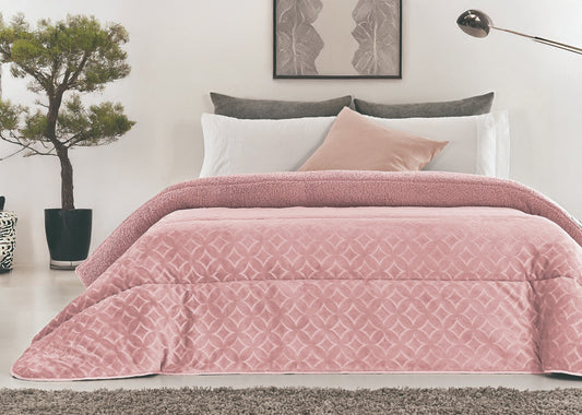 Edredón Comforter Polar con Sherpa COLOR ROSA – MODELO Star - 240 x 260 cm (POLAR 18)