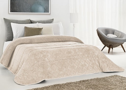 Edredón Comforter Polar con Sherpa COLOR BEIGE – Modelo Granito - 240 x 260 cm (POLAR 17)